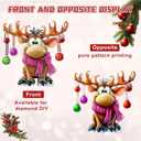 KEYIFA Christmas Diamond Painting Kit, DIY Reindeer Diamond Art for Adults, Diamonds Painting Pendant Special Shaped Rhinestone Window Hanging Ornaments Home Garden Wall Door Decoration, 20cm Width