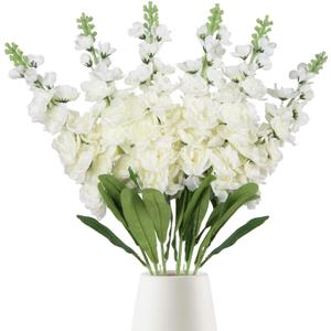 IPOPU 6pcs White Delphinium Artificial Flowers 36.22in Silk Flowers Snapdragon Flowers Hyacinth Artificial Flowers Long Stem Flowers for Wedding Home Floral Centerpieces Decor(White)