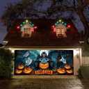 Trgowaul Happy Halloween Garage Door Decorations, 7 * 16Ft Garage Door Cover Banner Backdrop, Pumpkin Grim Reaper Indoor Outdoor Party Supplies Photography Background Sign Poster