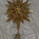 Kurt Adler Un-Lit Gold Glitter Wire 3D Star Treetop, 16.5-inch Length, Gold-Tone, Metal, Holiday Decor