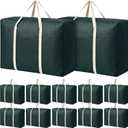 Sadnyy 12 Pack Extra Large Moving Bags Bulk with Carrying Handles & Zipper 32 Gal /120 L Reusable Waterproof Packing Bags Foldable Storage Organizer for Clothes, Bedding, Comforters(Green)