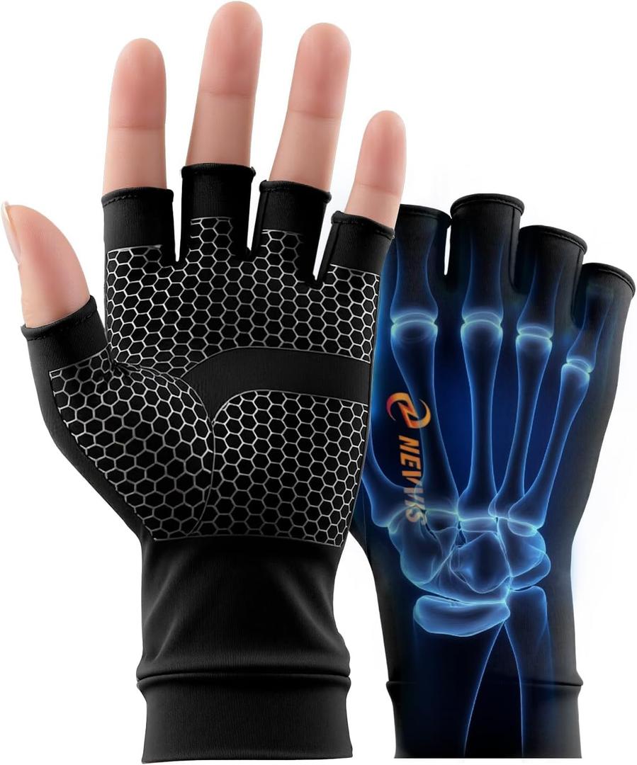 NEVVIS Compression Gloves Women Men, Arthritis Gloves for Women for Pain, Carpal Tunnel, Swelling Edema, Tendonitis, 1 Pair (Black, M)