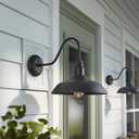 14 Inch Dusk to Dawn Barn Lights Outdoor, Large Gooseneck Barn Light, Matte Black Exterior Goose Neck Light, Outside Farmhouse Light Fixtures Wall Sconce for Porch, Garage, House, 4 Pack