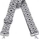 Wide Purse Strap Adjustable Replacement Crossbody Bag Strap Silver Hardware Shoulder Straps (Silver Hardware-rhombic-38s132-351)