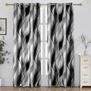 weesire Black and Grey Blackout Curtains Modern Striped Decorative 100% Light Blocking Darkening Grommet Grey Curtain for Living Room Villa, Bedroom Gray and White 2 Panels Set, 52x63 Inches