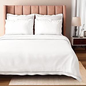 BIOWEAVES 100% Organic Cotton Duvet Cover Set, 2-Piece, 300 Thread Count Sateen Weave GOTS Certified Comforter Cover with Buttoned Closure and 1 Pillow Sham – White, 90x90 inches Full Queen