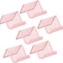 Business Card Holder for Desk, Office Desktop Business Card Display Holder, Mesh Business Card Holder, Desk Accessories for Women and Men, Pink(6 Pack)