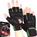 Workout Gloves for Men & Women - Weight Lifting & Gym Gloves with Enhanced Grip, Wrist Support & Palm Protection - Fitness Gloves for Training, Crossfit, Cycling & Exercise (Green)
