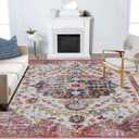 8x10 Washable Area Rug, Low-Profile Large Area Rug with Non-Slip Backing & Durable Edge Binding, Vintage Large Rugs for Living Room, Bedroom, Dinning Room