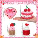 Suncalla 3 Pcs Valentines Day Crochet Gifts for Women Crochet Cupcake Dessert Doll Gift with Pink Box Cards for Valentines, Sis Big Little Sister, Mother's Day, Wedding Decor