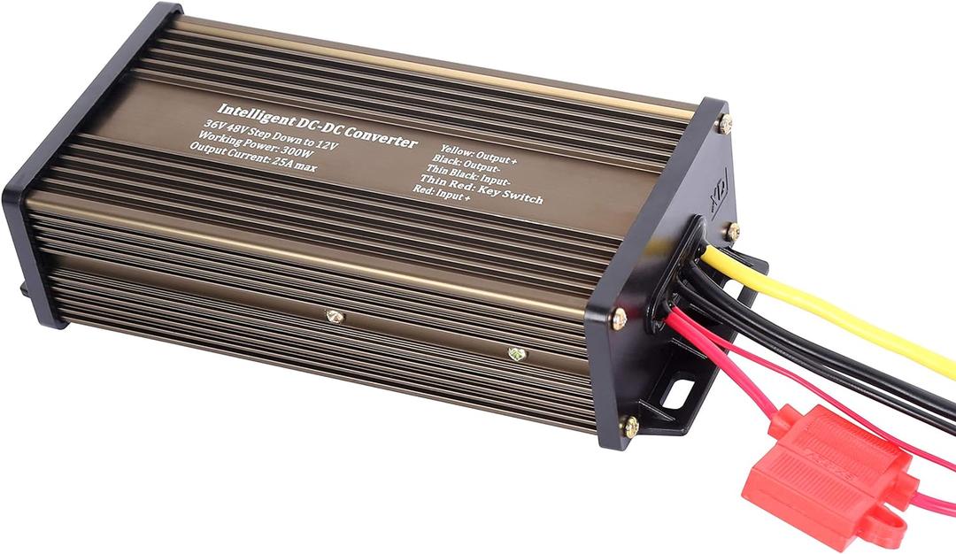 Pro Chaser DC-DC Golf Carts RVs 48V 36V Volt Voltage to 12V Step Down Voltage Reducer Regulator for Headlights Taillights Solar Panels Radios (25A 300W)