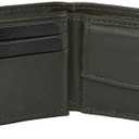 LB LEATHERBOSS Boys Slim Compact Flap Id and Coin Pocket Bifold Wallet (Army Green)