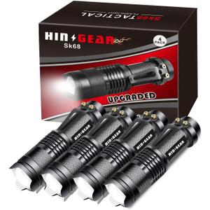 4 Pack Small Mini Flashlight LED Single Mode Light 1 Mode Flashlight Aluminum Zoomable Focus Water Resistant Handheld Flash Light for Camping, Outdoor, Home Use, Gift