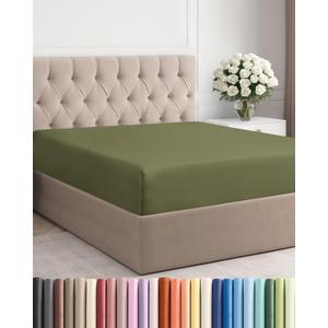 Full Fitted Bed Sheet - Bottom Single Fitted Sheet Only - Soft Hotel Luxury Bedding w/ 8-16 Inch Deep Pockets - Breathable, Cooling & Wrinkle Free - Easy-Care, Fade and Shrink Resistant - Sage Green