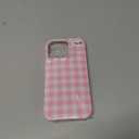 YUANLI Compatible with iPhone 14 Pro Case Plaid Lattice Checkered Gingham Phone Case for Women Girl Soft TPU Shockproof Protection Cover - Pink