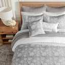 Levtex Home Adare Grey Reversible King/Cal King Quilt Set (106x92in) with 2 Pillow Shams (36x20in) - Floral Bedding - Grey White - Cotton King Size Quilt Bedding Set - Lightweight, Soft, Pre-Washed