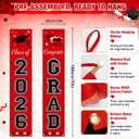 2 x 2026 Graduation Decorations Red Congrats Grad Banner Class of 2026 Decorations Congratulations Banner for Grad Party Decorations High School College Graduation Party Supplies Indoor Outdoor