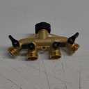 Twinkle Star 4 Way Heavy Duty Brass Garden Hose Splitter, Hose Connector 3/4", Hose Spigot Adapter with 4 Valves