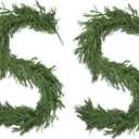 2 PCS 6FT Norfolk Pine Garland Realistic - 72" Thick Deluxe Faux Christmas Greenery Garland Artificial Green Winter Pine Garlands for Mantle Staircase Table Indoor Outdoor Holiday Decoration