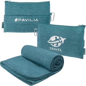 PAVILIA Travel Blanket Airplane Compact with Bag, Small Travel Pillow Blanket Long Flights, Lightweight Plane Blanket with Luggage Strap, Camping Blanket for Traveler Essentials, Teal Blue, 65x40