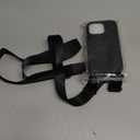 Crossbody Phone Case Compatible with iPhone 16 Pro, Cute Soft Silicone Cover with Lanyard Adjustable Shoulder Strap Shockproof Protector Women Girls Black