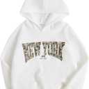 COZYEASE Girl's Letter Camo Graphic Hooded Sweatshirt Long Sleeve Drop Shoulder Hoodie 2025 Fall Outfits Pullover Tops (White, 12 Y)