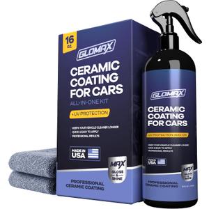 Ceramic Coating For Cars (16 oz.) - Hydrophobic Ceramic Car Wax Spray With Added UV PROTECTION - LONG LASTING Shiny Car Stuff - Spray Wax For Cars With 2 Micro Fiber Towels, Waterless Wash