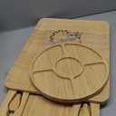 Bamboo Cheese Board Set with Marble, Large Charcuterie Boards and Knife Set, Cheese Platter with 2 Drawers, Include Round Fruit and Meat Cutting Board, Housewarming Gift