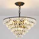 YYJLX Modern Crystal Chandelier 7 Light 20" Raindrop Black Ceiling Chandelier Adjustable Hanging Light Fixture for Dining Room Foyer Entryway Staircase Living Room