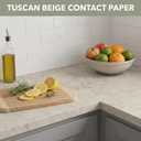 Extra-Thick Contact Paper (Matte Finish) - Marble Peel and Stick Wallpaper & Backsplash for Countertops & Furniture - Waterproof Self-Adhesive Film - 39.4" x 118.1" (Tuscan Beige / Textured Surface)
