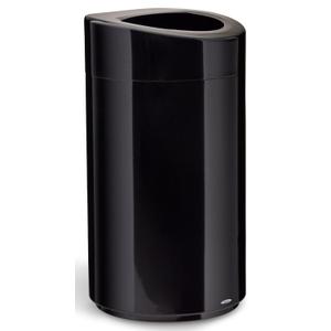 Safco Open Top Trash Can, 14 Gallon Stainless Steel, Modern Garbage Can for Indoor Use, Black