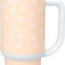 Ello Oasis 30 oz Tumbler with Handle & Retracting Straw | Reusable Insulated Stainless Steel Cup 100% Leakproof, Gifts for Teens Women Men | Keeps cold for 24 Hours, Cup Holder Friendly, Daisies