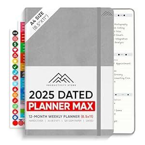 Dated, 2025 Planner, 8.5" x 11" - The #1 Productivity Planner to Achieve Your 2025 Goals - Planner 2025-2026 by PRODUCTIVITY STORE (A4, GREY)