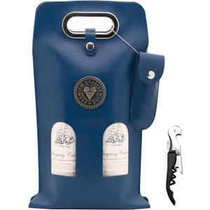 Wine Bag Leather Wine Gift Bags with Wine Opener Wine Tote Carrier Bag Wine Bottle Bags for Wedding, Birthday,Travel, Parties,Christmas
