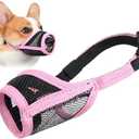 LUCKYPAW Dog Muzzle, Mesh Muzzle for Small Medium Dogs, Soft Mouth Cover to Prevent Biting Chewing, Drinkable Breathable Adjustable Puppy Mouth Guard(XS, Pink)