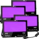 MELPO Black Light 80W Blacklight Flood Light Outdoor for Glow Party, Halloween Decoration, Body Paint, Fluorescent Poster, Stage LightingNeon Glow, IP66, US-Plug-Switch-5.9Ft Cord (Pack of 4)