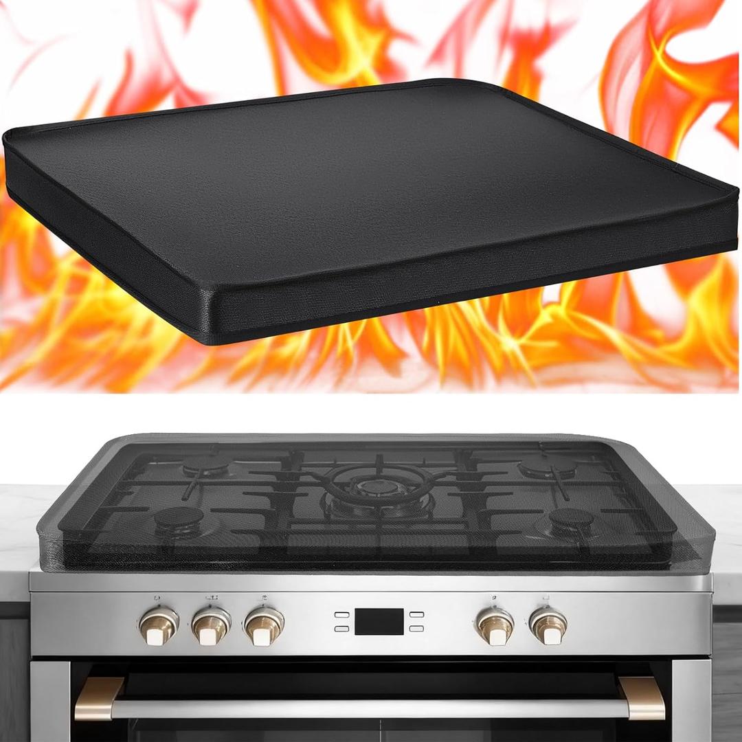 Full-Edge Fireproof Gas Stove Top Covers Foldable Waterproof Anti Dust for Kitchen Gas Burners, Washable Stove Guard Top Protector(20 x 24 Inch)