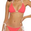 BECCA Women's Standard Modern Edge Reversible Triangle Top and Tie Side Bottom Bikini Set, Adjustable, Two Piece Swimsuits, Paprika, Medium