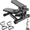 Mini Stair Steppers with Resistance Bands for Exercise at Home, Portable Exercise Twist Stepper Machine for Full Body Workout, 300LBS Capacity