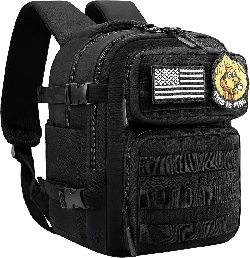 kcross 12L Mini Tactical Backpack for Men and Women, Tactical Backpack Small for Hiking, Small Tactical Bag (Black)