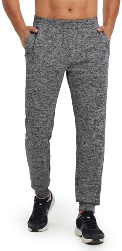 M MAELREG Mens Joggers with 4 Zipper Pockets Moisture Wicking Winter Heather Casual Athletic Joggers Sweatpants for Men, Gray, XL