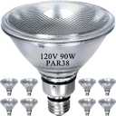 PAR38 Halogen Flood Light Bulbs, 90W Equivalent, 120V, E26 Base, 2700K Warm White Light for Indoor and Outdoor 8 Pack