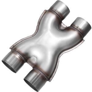 Exhaust X Pipe 2.5 Inch Inlet,Stainless Steel Universal X Pipe 2.5" Inlet 2.5" Outlet 12" Long for Smoother Exhaust Pipe,Dual 2 1/2 Inch Crossover X Pipes Exhaust Tip