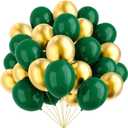 YMSZ Green and Gold Balloons, 67pcs 12 Inch Metallic Gold and Dark Green Balloons for Birthday, Graduation, St. Patrick's Day, Baby Shower, Jungle Party Decorations