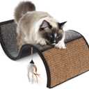 Petlinks Dream Curl Carpet Cat Scratcher, Dual-Surface Cat Scratching Post, Lounge & Hide Scratchers for Cats & Kittens, Gray, Furniture Protector, One Size Fits All Cats