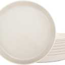 10 Inch Plastic Dinner Plates Set of 8, Microwave Safe Wheat Straw Plates, Unbreakable Reusable Plates for Kitchen & Restaurants, NonToxic Dishwasher Safe Tableware【Non Ceramic】 Off-white