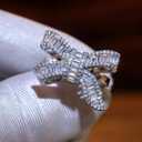 925 Sterling Silver Shiny Full Diamond Gemstone Ring 18k Gold Bow Cocktail Ring Cubic Zirconia Promise Rings CZ Diamond Butterfly Ring Eternity Engagement Wedding Band Ring for Women Z.59 (US Code 10)