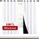 NICETOWN 100% Blackout Window Curtain Panels, Full Light Blocking Drapes with Black Liner for Nursery, 72-inch Drop Thermal Insulated Draperies (White, 2 Pieces, 70-inch Wide Per Panel)