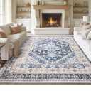 zesthome 8x10 Area Rugs for Living Room,Non-Slip Backing Washable Rugs,Vintage Large Area Rug,Stain Resistant Home Decor Rug (Blue/Beige,8'x10')