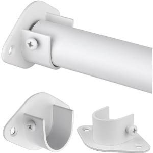 Closet Rod, 17 to 39 Inch Heavy Duty Adjustable Metal Clothing Rack for Hanging Clothes, Closet Poles for Wardrobes, Laundry, Durable Steel, White